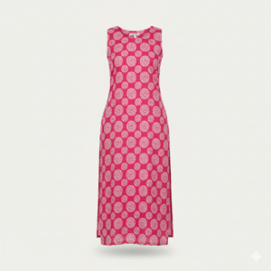 Pink Floral Sleeveless Side-Slit Kurti