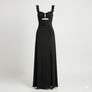 Moonlight Allure Black Slit Dress
