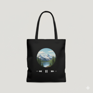 Aesthetic Black Music Player Tote Bag