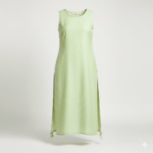 Lime Sleeveless Striped Cotton Kurti