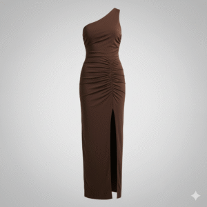 One-Shoulder Bodycon Brown Dress